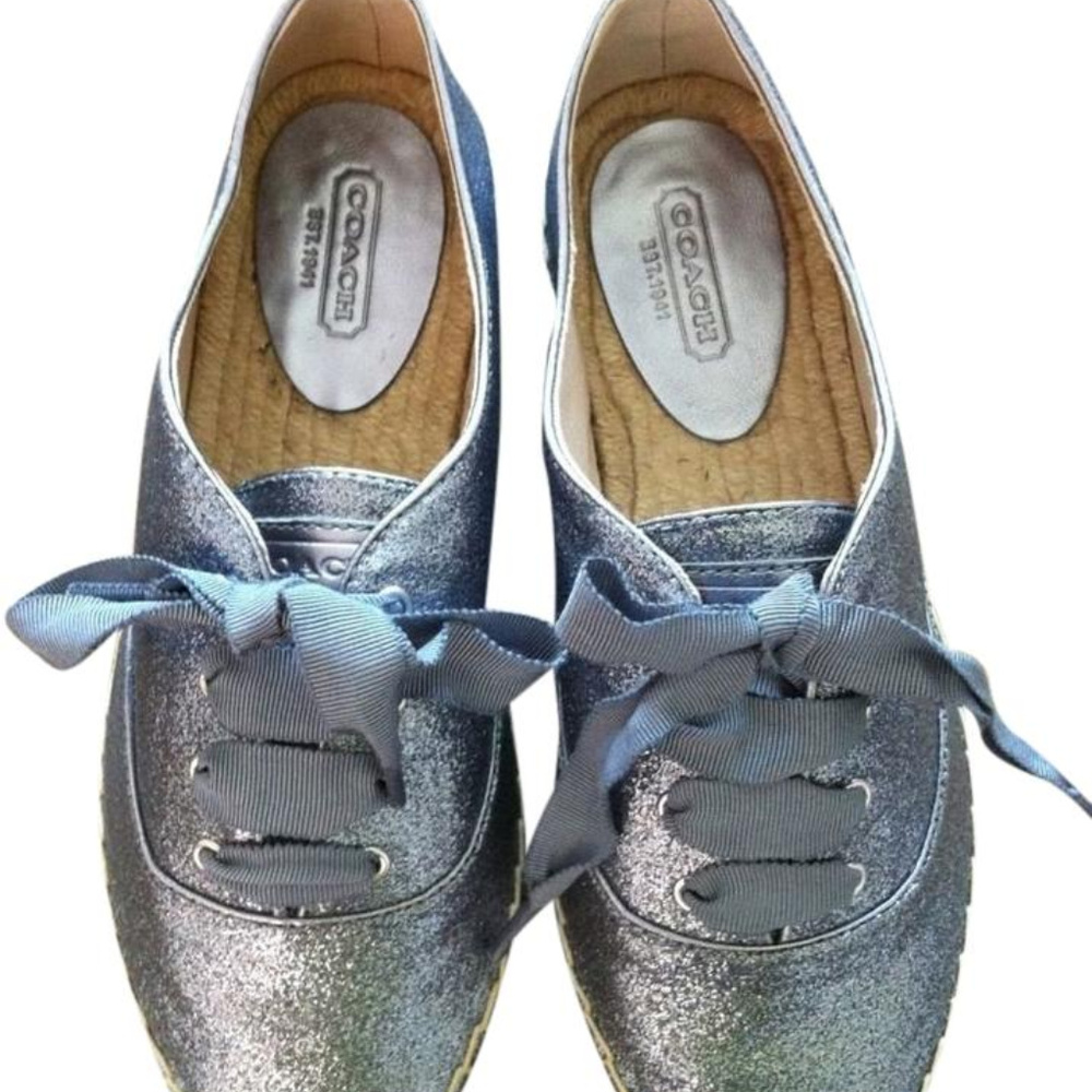 NWOT Coach Ramira Silver/Gray Glitter Espadrilles - Picture 2 of 8